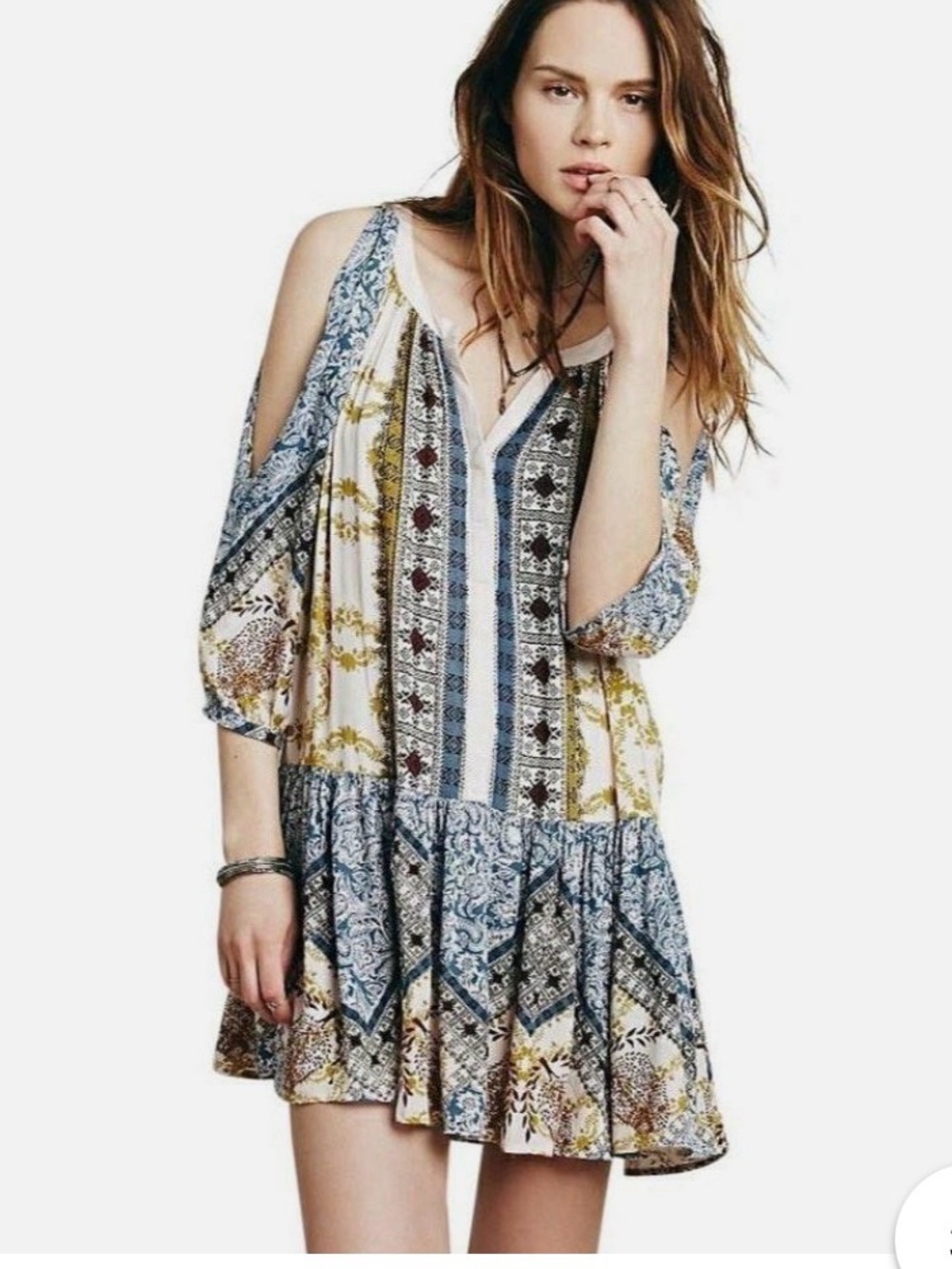 Free People Portobello Road Dress Split Sleeves Medium Boho POCKETS! Cottagecore